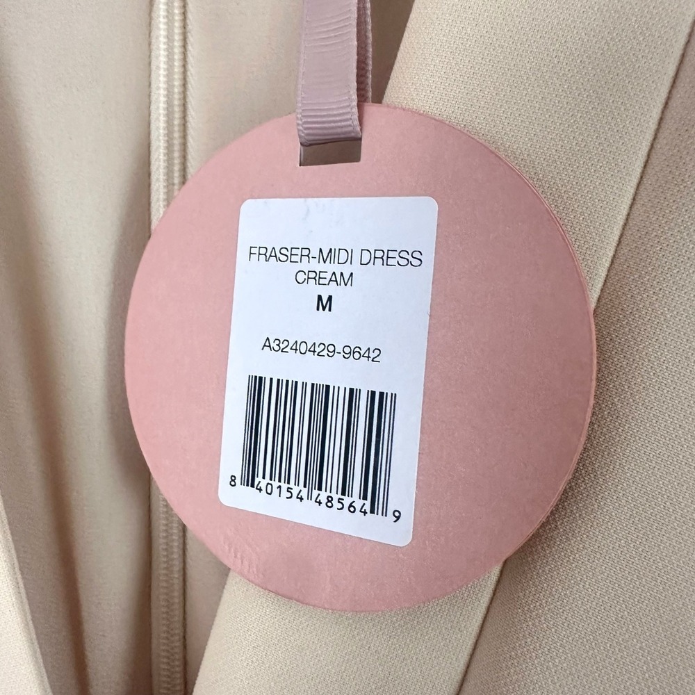 Alexis Fraser Wrap Midi Dress Ivory Belted Long Sleeve Cocktail NWT Womens M - Picture 7 of 13